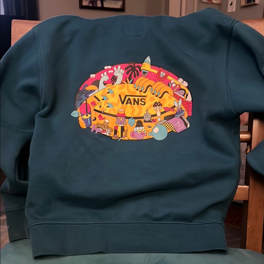 Vans Blue Sweatshirt Hoodie with Full Zipper
